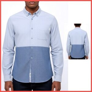 Reform by Redbat Men's Large Colorblock Chambray Button Down Shirt Blue